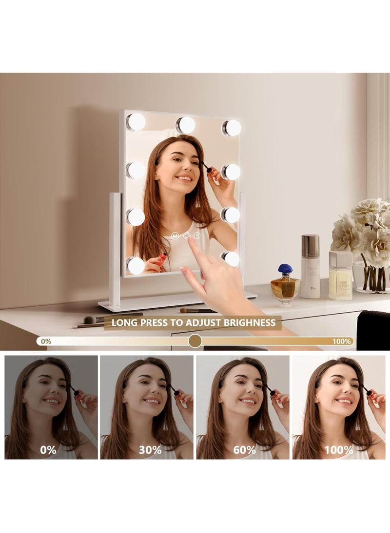 HOME TASTE Vanity Mirror with Lights, Hollywood Makeup Mirror with 9 Dimmable LED Bulbs, 3 Color Modes, Touch Control, 360° Rotating Cosmetic Mirror for Dressing Table - Image 3